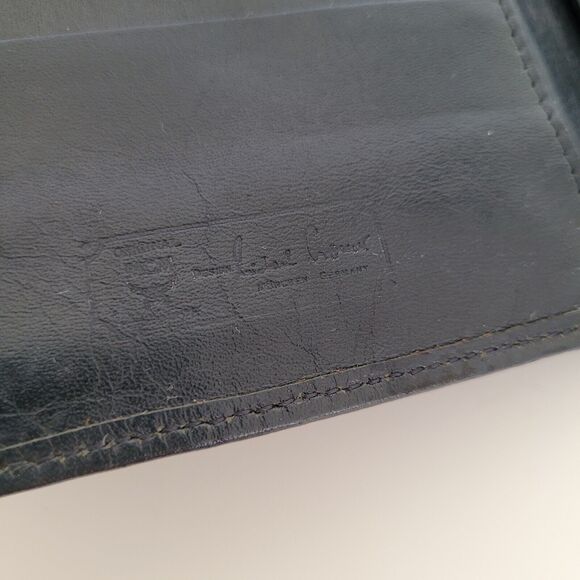 MCM Vintage Men's Wallet Card Case Leather Designer Bifold Signature Navy Blue - Picture 5 of 14